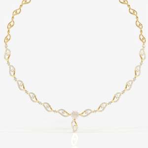 Elara Moissanite Diamond 9k Gold <b>Necklace</b> Designer Jewelry for Wedding Occasions - Product Image 2