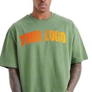 T-shirt imprimé pour homme en coton 100% tricoté, coupe ample, poids lourd, vêtements de rue - Séchage rapide et respirant - Product Image 2