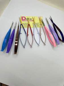 Ciseaux à ressort à sourcils enduits de couleur professionnelle lame droite en acier inoxydable durable meilleurs ciseaux à ressort à cils/sourcils - Product Image 6