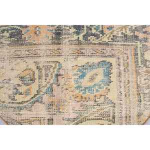 Alfombra Redonda Vintage, Alfombra Turca de 2.5x1.5 pies, Alfombra de Lana Beige - Product Image 5