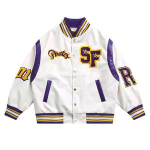 Personalizado Nueva calidad superior Último estilo OEM Hombres Mujeres Bordado Satén Bomber Chaquetas de béisbol - Product Image 1