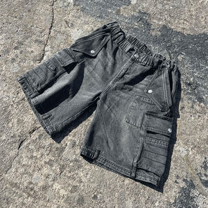 กางเกงขาสั้นผ้าเกล็ดปลาเทอร์รี่วินเทจสำหรับผู้ชายเสื้อผ้าแนวสตรีทผ้าคอตตอนฟอกสีผ้าบลีซใช้ซักได้100เปอร์เซนต์ออกแบบโลโก้ได้ตามต้องการ - Product Image 4