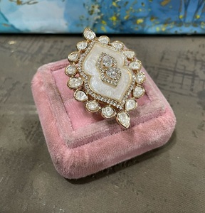 Elegante ropa tradicional Real Kundan chapado en oro ajustable elegante anillo para bodas fiestas compromisos desgaste para mujeres - Product Image 2