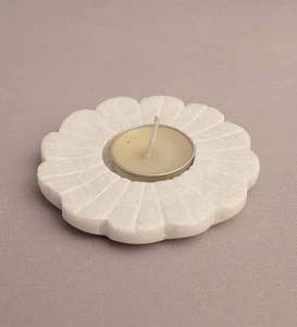 Marbre blanc Yin Yang en forme de bougeoir chauffe-plat ensemble 2 pièces centre de table décoratif de noël anniversaire anniversaire - Product Image 2