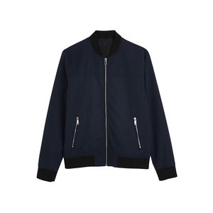 Automne printemps hommes nouveau Slim Fit Bomber vestes décontracté solide fermeture éclair Satin tissu veste avec capuche col montant - Product Image 6