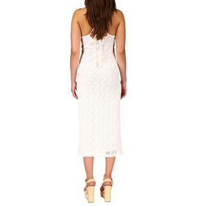 Abito midi da donna fatto a mano all'uncinetto 'Into the Night' di Sanctuary, colore bianco, taglia L, con vita naturale - Product Image 2