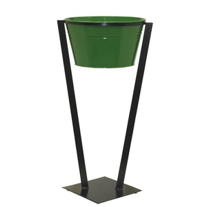 Blue Metal Beverage Tub with Tall Black Stand Sleek Modern Design Ideal for <b>Outdoor</b> Parties Events or Stylish <b>Drink</b> Display Set - Product Image 4