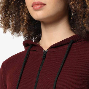 Ensemble de vêtements pour femmes, sweat-shirt court à manches courtes en polaire uni avec cordon de serrage pour l'hiver, nouveau look - Product Image 6