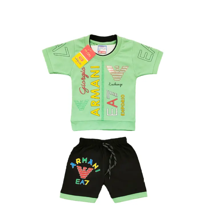 Новый индивидуальный комплект одежды для мальчиков, эластичные брюки с круглым вырезом и коротким рукавом, комплект из двух предметов для лета
