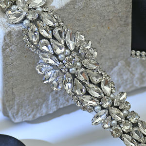 Bridella BS407 Black Rhinestone Adjustable Fit Bridal Belt for Weddings <b>Proms</b> & Formal Events - Product Image 4