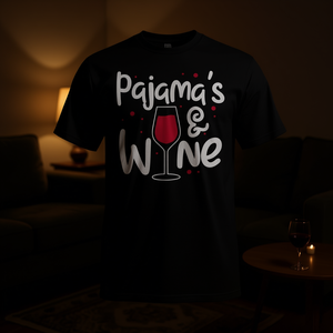 Camiseta Pajamas And Wine de algodón negro unisex para adultos talla M L XL XXL - Product Image 3
