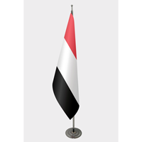 Drapeau d'intérieur officiel du Yémen avec impression numérique et design de fanion sur mât en aluminium