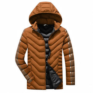 Chaqueta acolchada con cuello levantado impresa personalizada al por mayor para hombre, chaqueta de lona informal de invierno con bolsillos, estilo callejero - Product Image 4