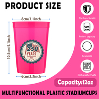 Gobelets de stade en plastique réutilisables de 12 oz sans BPA, personnalisables avec logo, pour la célébration du 250e anniversaire américain et les festivals
