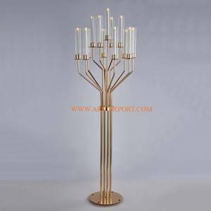 Metal Gold Polished <b>Table</b> <b>Decoration</b> Handmade <b>Wedding</b> <b>Centerpiece</b> <b>Table</b> Candlestick <b>Centerpiece</b> Metal and Glass Lightening - Product Image 1