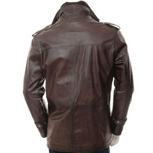 2025 nouveau dernier Design personnalisé en cuir de vachette véritable de haute qualité Long manteau respirant Style Vintage OEM hommes veste en cuir - Product Image 2