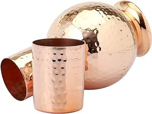 Ensemble carafe à eau et verre à eau en cuivre pur martelé pour chevet |   Vase en cuivre artisanal pour les bienfaits ayurvédiques pour la santé - Product Image 6