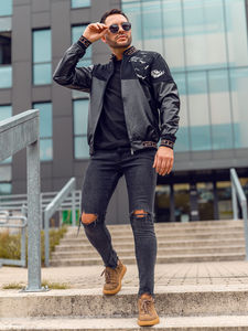 แจ็คเก็ตหนังแท้ขายส่งสำหรับผู้ชาย แจ็คเก็ตหนังสีพื้น ซิปหนัง แจ็คเก็ตหนัง PU ลำลองสำหรับผู้ชาย - Product Image 6