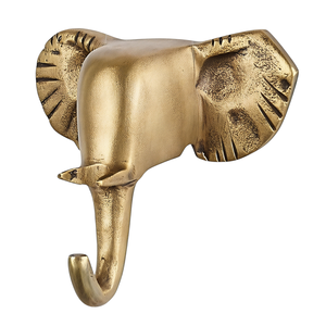 Crochet décoratif en aluminium finition or antique en forme de trompe d'éléphant pour accrocher au mur, pour la décoration, pour organiser les clés, pour placard - Product Image 1