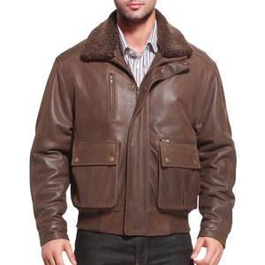 New Style <b>Men's</b> Flight Brown Distressed Real Leather <b>Jacket</b> Bomber pilot <b>Fur</b> Collar Leather <b>Jacket</b> <b>For</b> <b>Men</b> - Product Image 1
