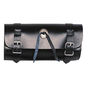 Bolsa de herramientas de cuero para motocicleta, bolsa de herramientas de cuero negro con aluminio para horquilla para equipaje de viaje y almacenamiento de herramientas de motocicleta - Product Image 1