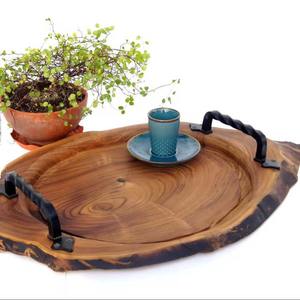 Offre Spéciale plateau de service en bois d'acacia personnalisé avec poignée plateau à thé en bois produit de vente chaud - Product Image 1