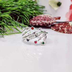 Anillo de plata Mutli Stone Designer anillo de plata ligero de piedra facetada - Product Image 5