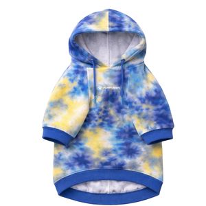 Sudadera con Capucha de Terciopelo para Perro, Azul y Amarillo Tie Dye, Suave y Afelpada, Cálida y Cómoda para Invierno, para Perros Medianos y Grandes - Product Image 4