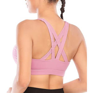 Soutien-gorge de sport respirant de haute qualité pour femmes avec logo frontal, maintien léger et coussinets amovibles - Vêtements de sport pour la remise en forme - Product Image 3