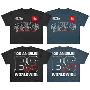 T-shirt délavé vintage 100% coton surdimensionné Stock Boxy Men Graphics T-shirts de haute qualité pour hommes vente en gros - Product Image 5