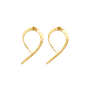 ต่างหูแบบติดหูทำมือชุบทองเหลืองสีเหลืองทองสำหรับผู้หญิง ดีไซน์ทันสมัย ประดับลายตอกแบบเรียบหรู สไตล์คลาสสิก เหมาะเป็นของขวัญงานแต่งงาน - Product Image 1