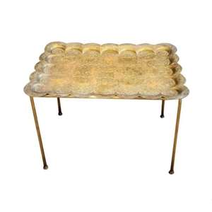 ถาดเสิร์ฟโลหะพร้อมขาตั้งแบบพับได้สีทองปรับขนาดได้สำหรับงานเลี้ยงในบ้านโรงแรม - Product Image 4