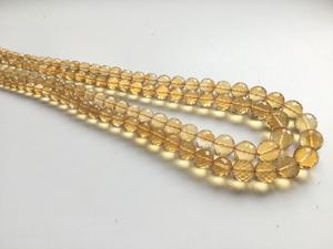 Collar de Bolas de Citrino con Corte Checker, Cuentas de Piedras Preciosas Naturales para la Elaboración de Joyería Fina - Product Image 3