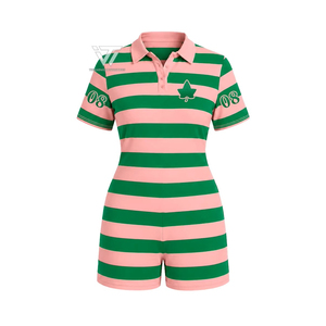 Vente en gros Alpha grec |   Kapa |   Combinaison rayée brodée Alpha Sorority Clothing |   Combinaison décontractée Paraphernalia - Product Image 1