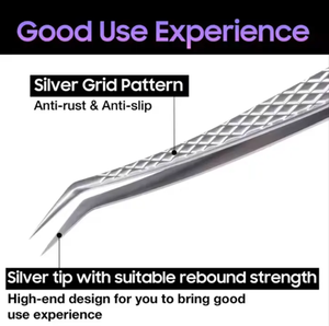 Juego de aplicadores de pestañas de acero inoxidable ANAAIF, pinzas para extensión de pestañas para depilación de cejas, punta de fibra, pestañas de cejas - Product Image 3