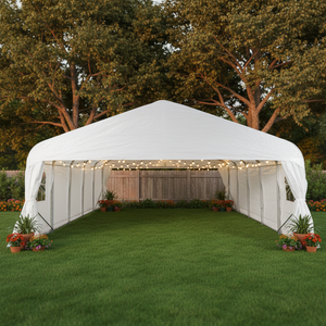 HONGTENG Abri de voiture en acier galvanisé durable et imperméable, revêtement en PVC, fabrication du Shandong, capacité de stationnement pour 2 voitures, portable - Product Image 1