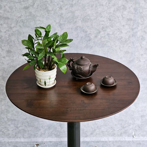70cm Modern Round Coffee <b>Table</b> with Durable Powder-Coated Iron Legs Made of Oak and Mango CFD68210 for Living Room Furniture - Product Image 3