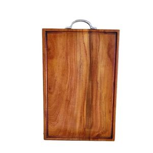 Planche à découper rectangulaire en bambou écologique antibactérienne avec poignée en acier inoxydable, épaisseur 1,5 cm, emballage individuel - Product Image 1