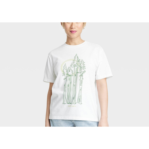 T-shirt da donna bianca a maniche corte, taglia M, 100% cotone, stile Y2K, con grafica 'Happy Earth Day Tall Trees', in jersey traspirante, vestibilità aderente, taglie XS-XL - Product Image 2