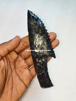 Magnifique figurine de mascotte Wiccan MUNTAHA AGATE en obsidienne noire sculptée à la main, de 5-6 pouces, avec sangle, pour la maison