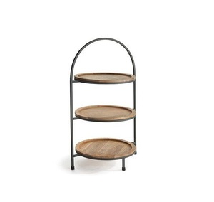 Soporte de pastel superior de madera liso y redondo Base de pedestal hecha a mano Soporte de exhibición de cupcakes para decoración de panadería - Product Image 2