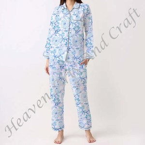 Conjunto de Pijamas de Algodón 100% para Mujer, Ropa de Dormir Suave para el Hogar, Conjunto de Pijamas de Primavera/Verano con Estampado Floral/Personajes/Letras/Estampado/Vacaciones/Árbol PJ041 - Product Image 5