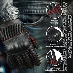 Venta al por mayor de dedo completo de cuero de cabra pantalla táctil guantes de moto para los hombres con logotipo personalizado guantes de motorista de protección - Product Image 3