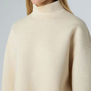 Suéter Personalizado de Otoño/Invierno para Mujer, Cuello Alto, Manga Larga, Oversize, Felpa, 100% Algodón Ecológico, Servicio OEM - Product Image 3