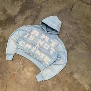 Sweat à capuche pour hommes surdimensionné en coton 3D brodé personnalisé vintage avec fermeture éclair et strass pour l'hiver - Product Image 3