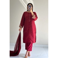 Colección Ssumaira 2025, Hermosamente Bordado, Conjunto de 3 Piezas, Estilo Anarkali Indio-Pakistaní, Ropa de Fiesta para Mujer, Sin Arrugas