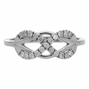 Anillo de Diamantes Infinito Clásico Chapado en Rodio de Oro Blanco de 14K para Mujer, Diamantes Naturales Brillantes, Engaste Pavé, Elegante Anillo de Eternidad - Product Image 2
