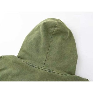 เสื้อฮู้ดฟอกสีกรดของผู้ชายเสื้อมีฮู้ดรุ่น500gsm 100% ผ้าฝ้ายพร้อมเชือกรูดและไหล่ตกจากผู้ผลิต - Product Image 4