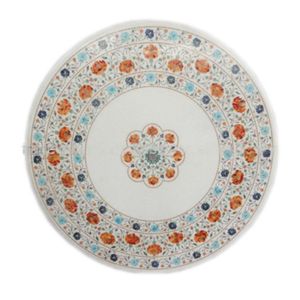 Incrustation de marbre fleur Dessus de table Artisans' Fine Inlay Art Assemblage facile Pierres précieuses semi-précieuses incrustées pour la maison - Product Image 2