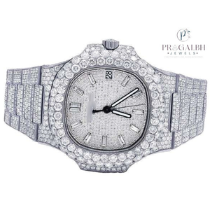 นาฬิกาเพชรผู้ชายสไตล์เพชรกันน้ำสายสแตนเลสเหมาะสำหรับสตรีทแวร์ทันสมัยและฮิปฮอป - Product Image 1